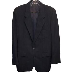 Merit 100% Pure Virgin Wool Black with Brown and Blue Pinstripe Suit Blazer